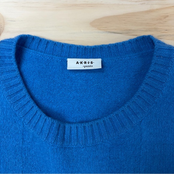 Akris Punto Blue Wool & Cashmere Cable Knit Sweater - Sz 12 - Picture 7 of 13